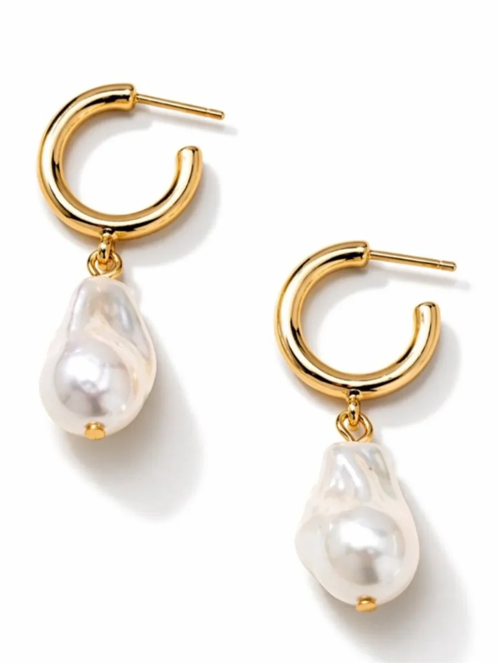 New! Preppy Gold Pearl Bead Hoop Earrings (3035) NWOT